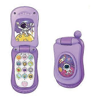 1 unidade de celular flip musical de desenho animado divertido, celular de brinquedo para crianças com luzes e sons, presente de Ano Novo para meninos e meninas.