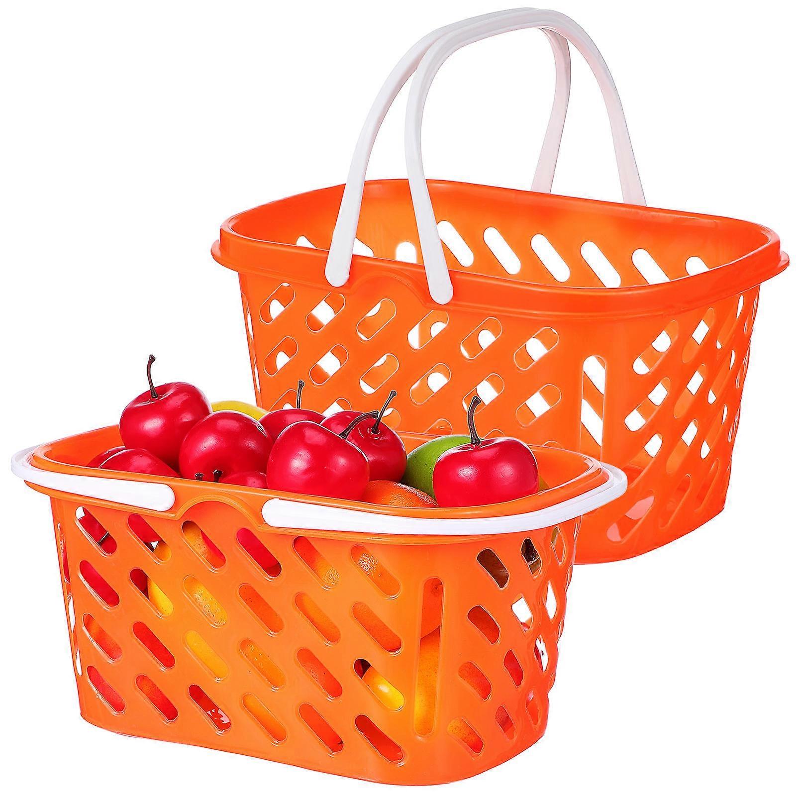 Einkaufskorb, 2 Stück, tragbar, orange, ABS