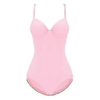 Underwire White Bodysuit Women Shapers Stretch Solid Color Silky Underwear Bodysuits Pink