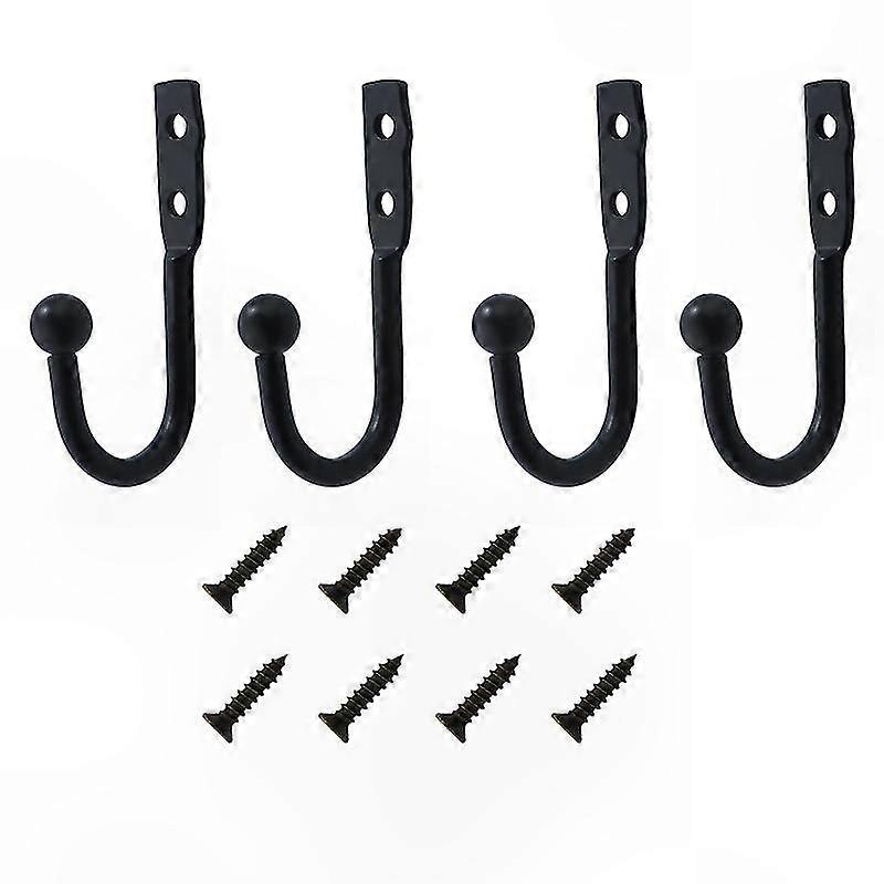 Screws Included: 4-Pack Black Wall Hooks, Size 35
