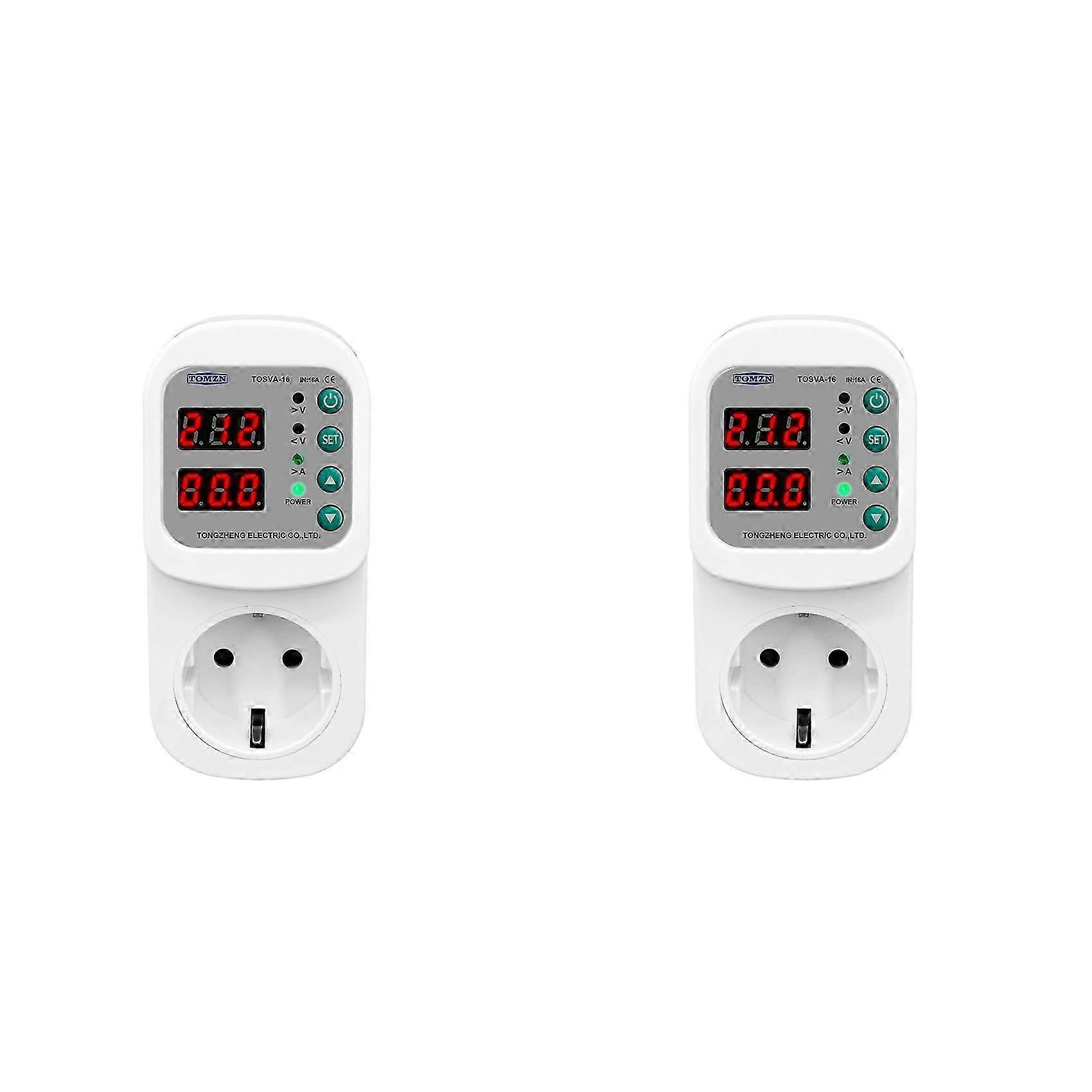2X TOMZN TOSVA-16 Reclosable Voltage Current Protector Socket AC 110V 220V Adjustable EU Plug Socket