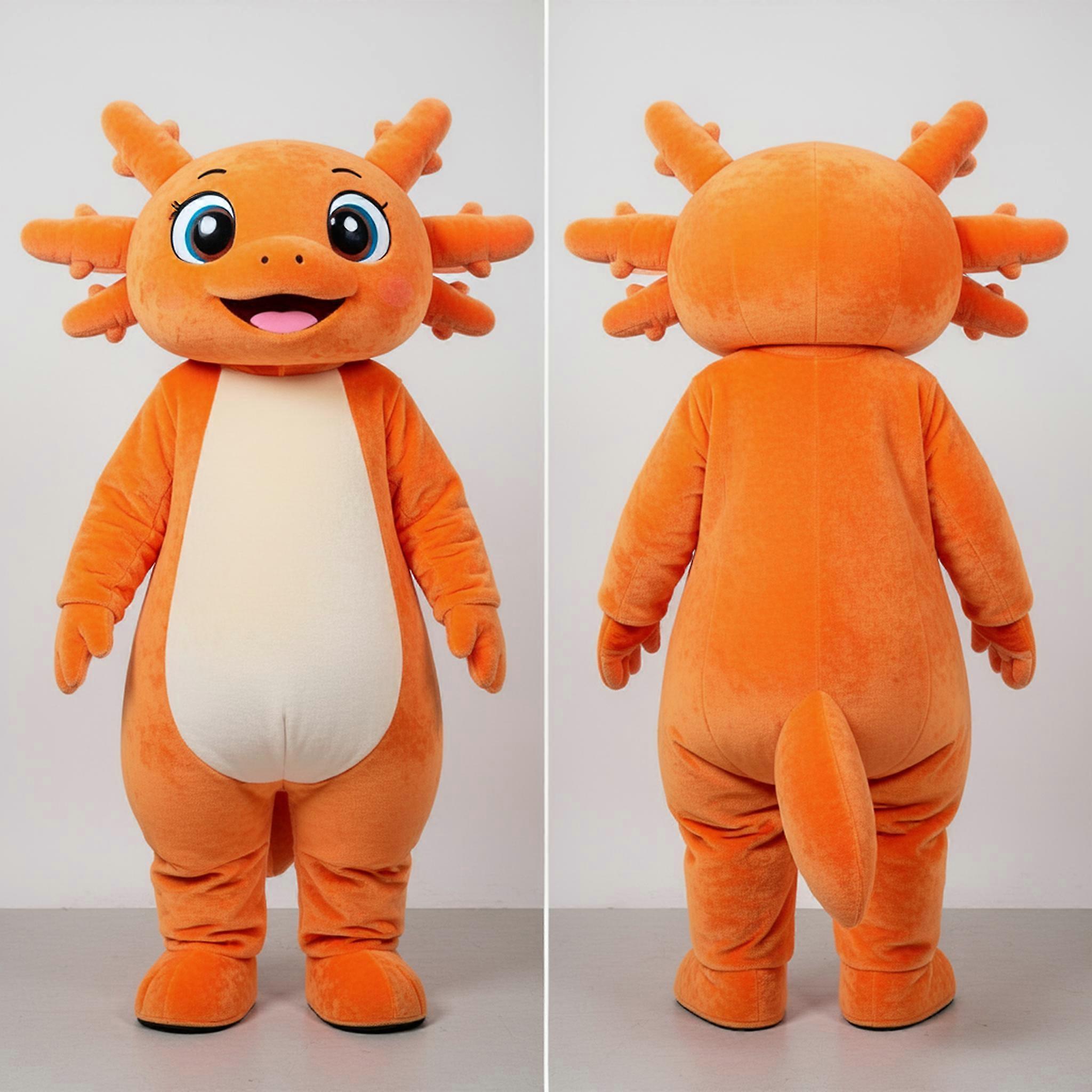 MASTICOT Orange Smiling Axolotls Mascot