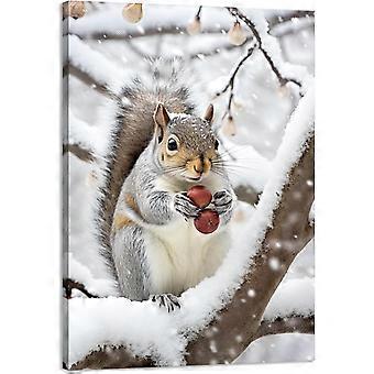Squirrel Jigsaw Puzzle Winter Landscape Squirrel on the Snow Covered Branch  Picture Cute Animal Jigsaw Puzzle for Kitchen Decor VV222