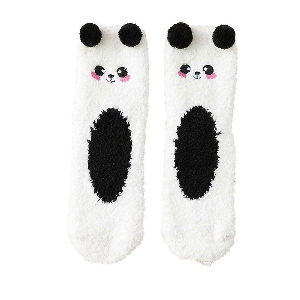 Fleece Floor Socks Bear Cartoon Warm Winter Polyester Flexible Cute Soft