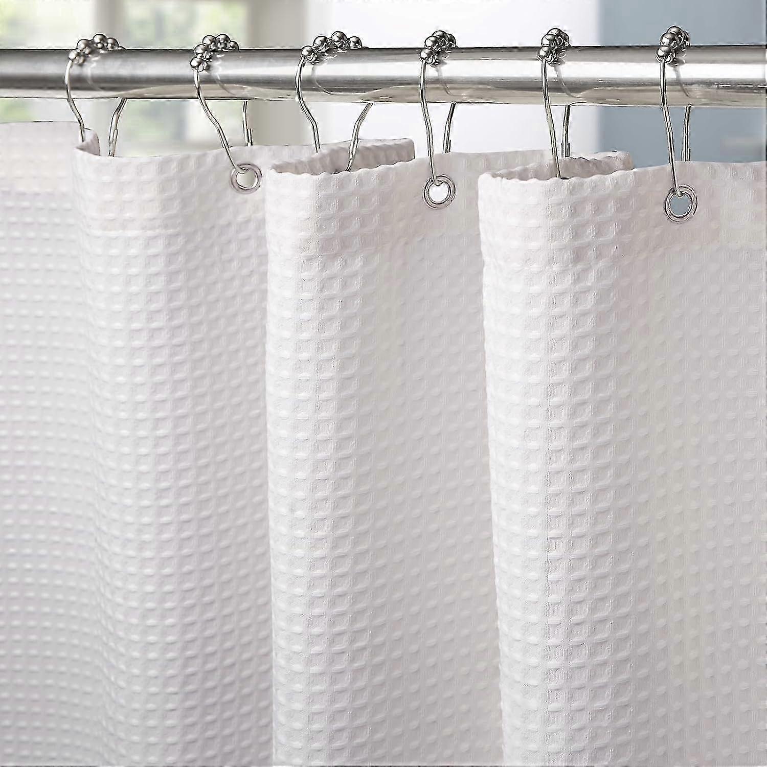 Rust-Proof Hook Waffle Shower Curtain