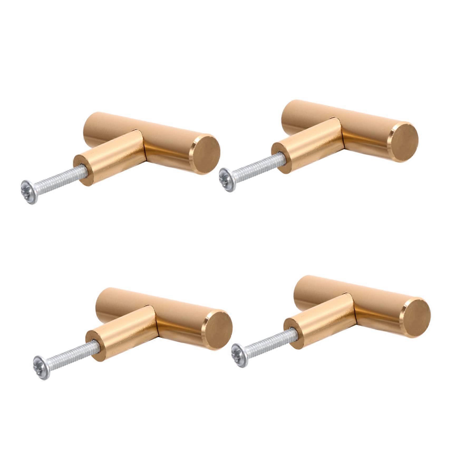 4pcs Gold Single Hole Cabinet Handles Modern TBar Drawer Pull Knobs Durable Alloy Build