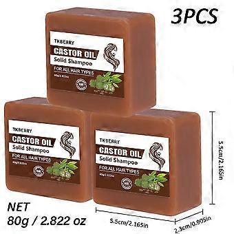 *3 Shampoo e sapone all'olio di ricina, deterge rapidamente i capelli, cambia i capelli secchi, fragranza a lunga durata, super controllo dell'olio, adatto per doppie punte/capelli secchi/danneggiati, A