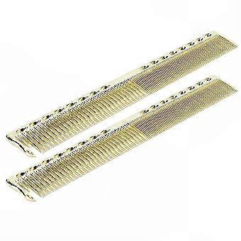 Haircut Combs 2pcs Professional Stainless Steel Salon Hairdressing Styling Tool Gold
