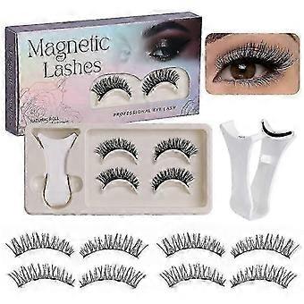 Magnetic Eyelashes Natural Wispy Look, Reusable Fiber Lashes with Applicator, No Glue or Eyeliner Needed, 2 Pairs for Daily Makeup, Travel and Party