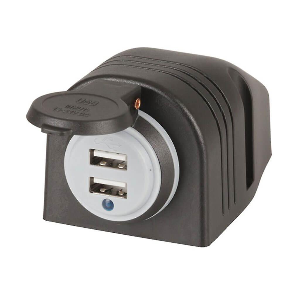 Socket 2xUSB Panel and Surface Mount 4.2A 12-24VDC w/ Dust Cap & Power Indicator