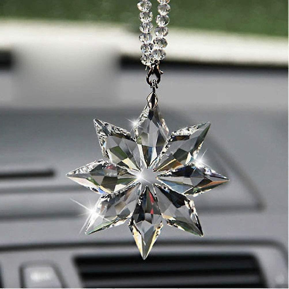 Car Mirror Pendant,crystal Car Rear View Mirror Pendant Hanging Decorations Ornament, Crystal Snowflake Car Rear View