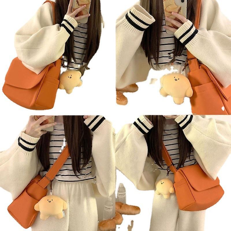 Women Handbag Pure Color All-matching Crossbody Ins Korean Style Simple Japanese Style Crossbody Fitness Shoulder Canvas School