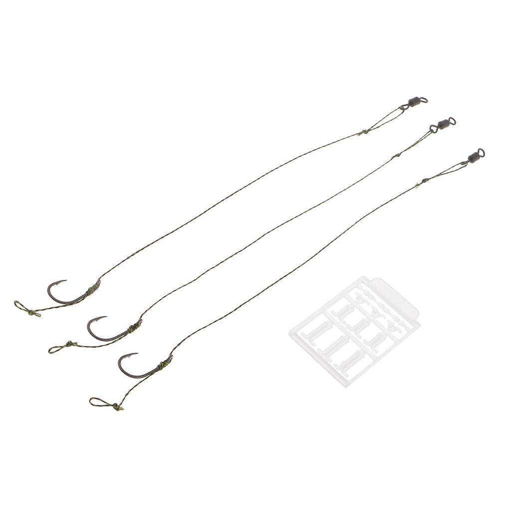 3 stk ferdig bundet karpe fiskerigger - piggkrok montert rigger krok størrelse 2