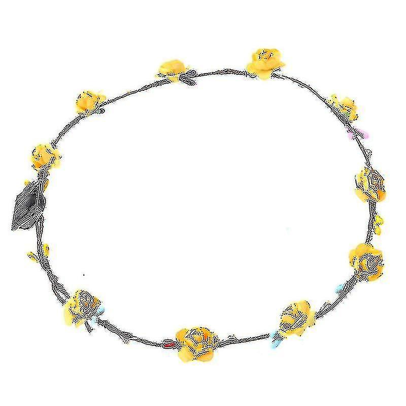 Led Flower Crown Headbands Light Up Party cununa frizură pentru ziua de naștere nunta de Halloween de Crăciun (culoare galbenă cu Flash 10 Flori 10 Lumini) A