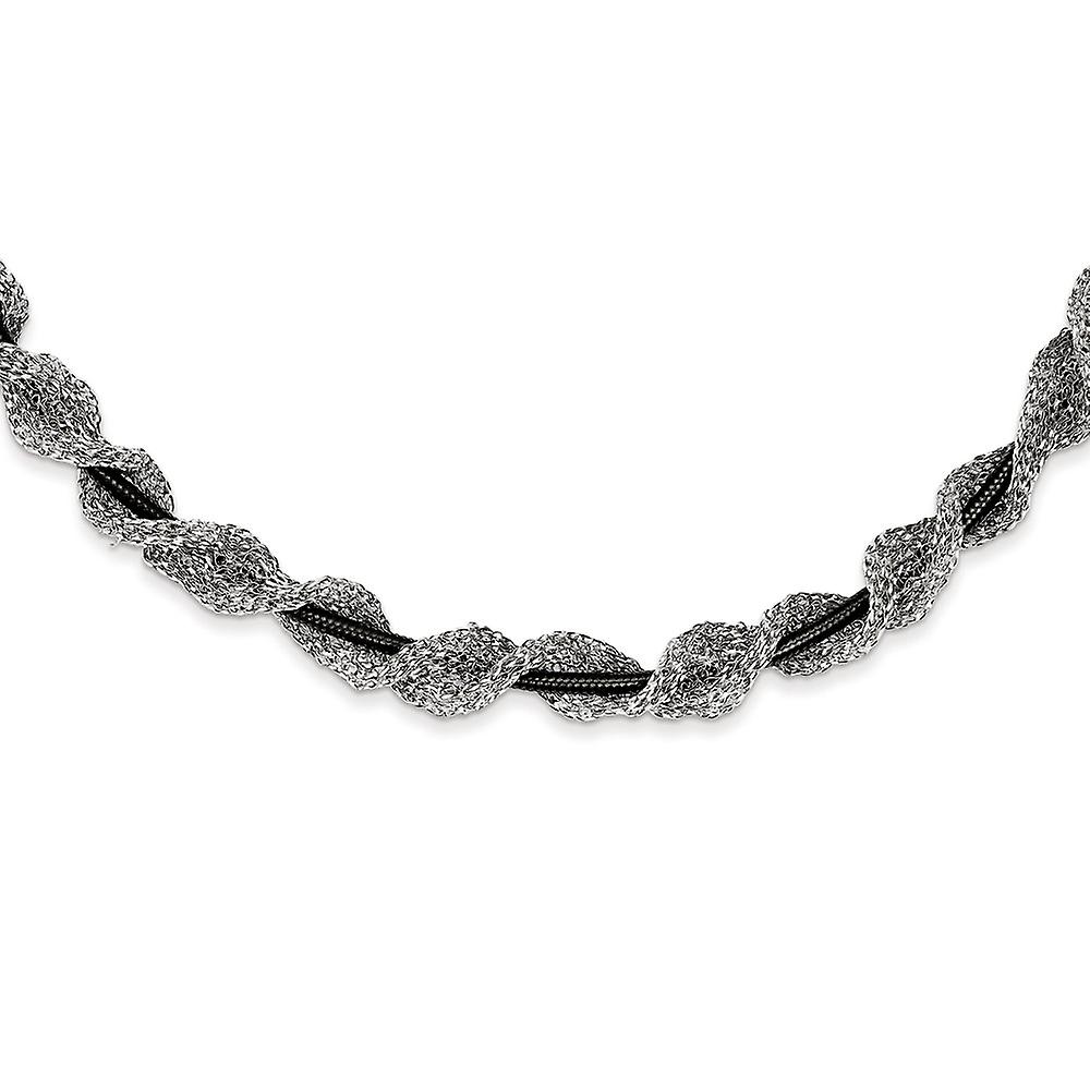 925 Sterling Silver Twisted Ruthenium plating Fancy Lobster Closure and-Ruthenium Plated-Fancy Mesh Necklace 18 Inch Pen