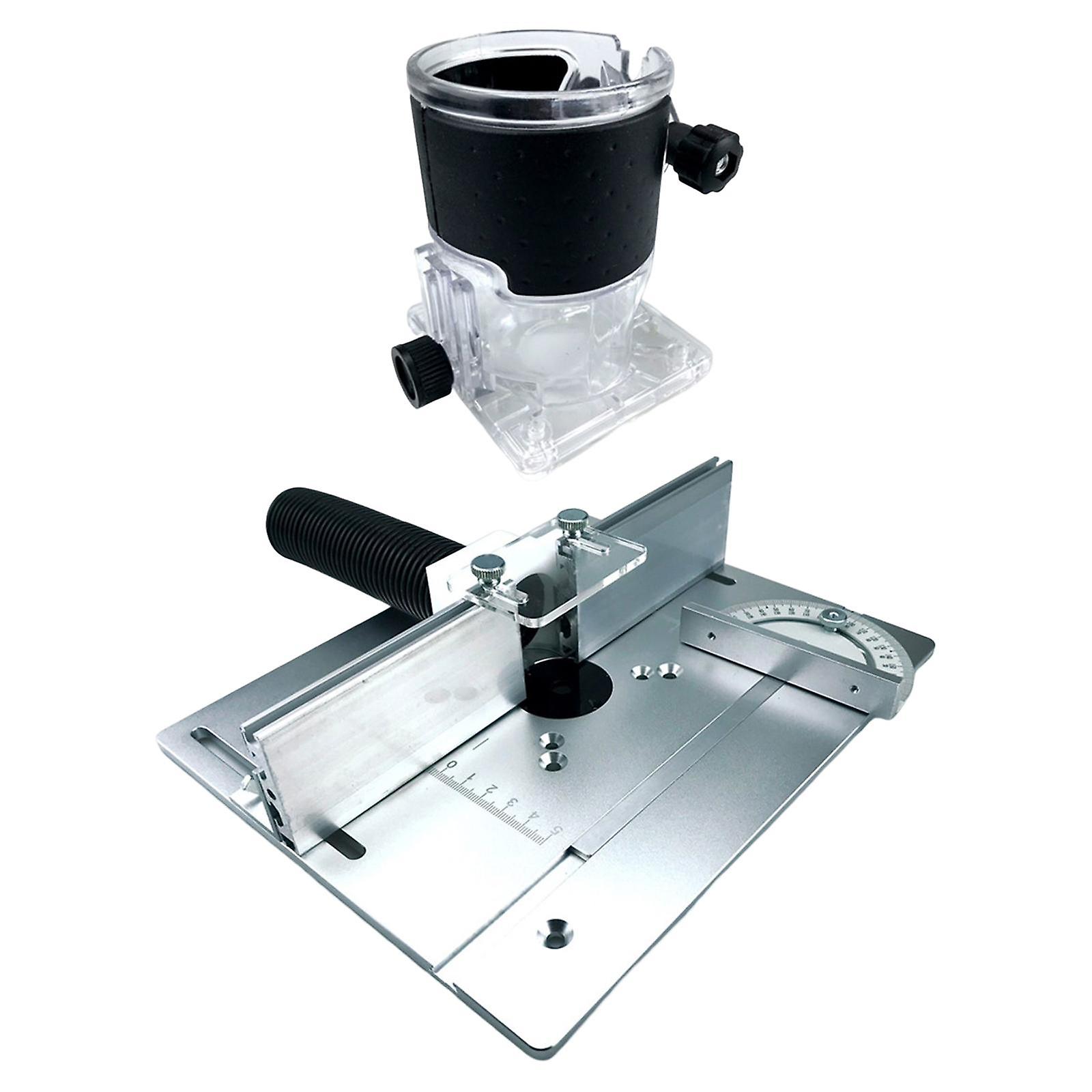 Router Table Insert Plate Wood Router Plate for Engraving Milling Wood Tools Argent with Cover