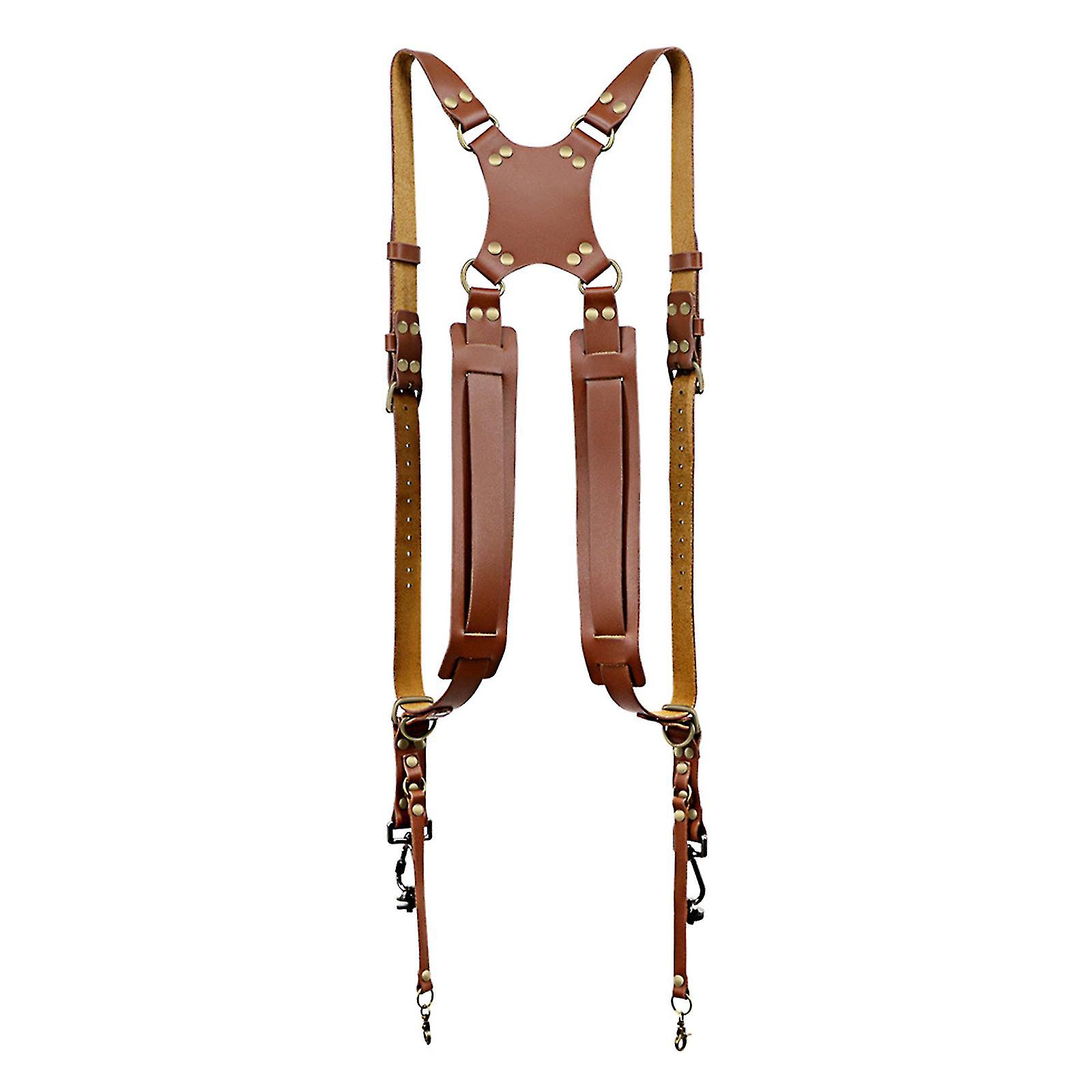 Leather Camera Strap Leather Double Shoulder Strap Harness Compatible With  Fuji Pentax