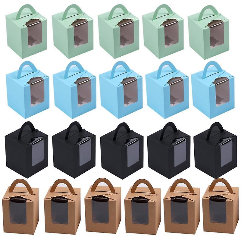 10Pcs Clear Window Single Cupcake Boxes Muffins Pastries Containers with Handle