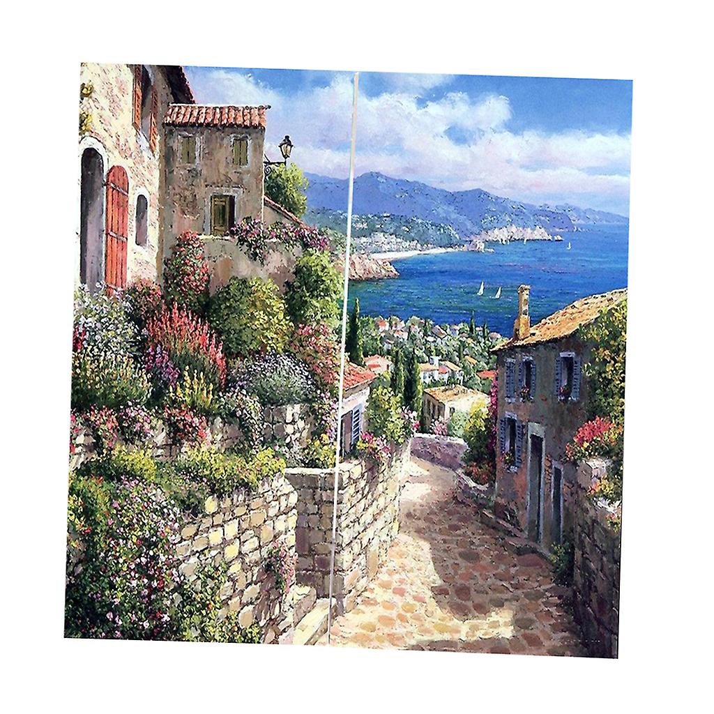 Set of 2 Panel Digital Printing 3D Curtains Window  Street