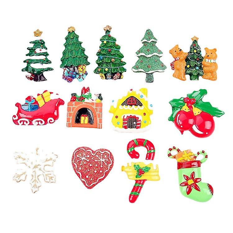 Xmas Ornaments Christmas Resin Refrigerator Magnet Accessories Diy With Magnet Xmas Gift