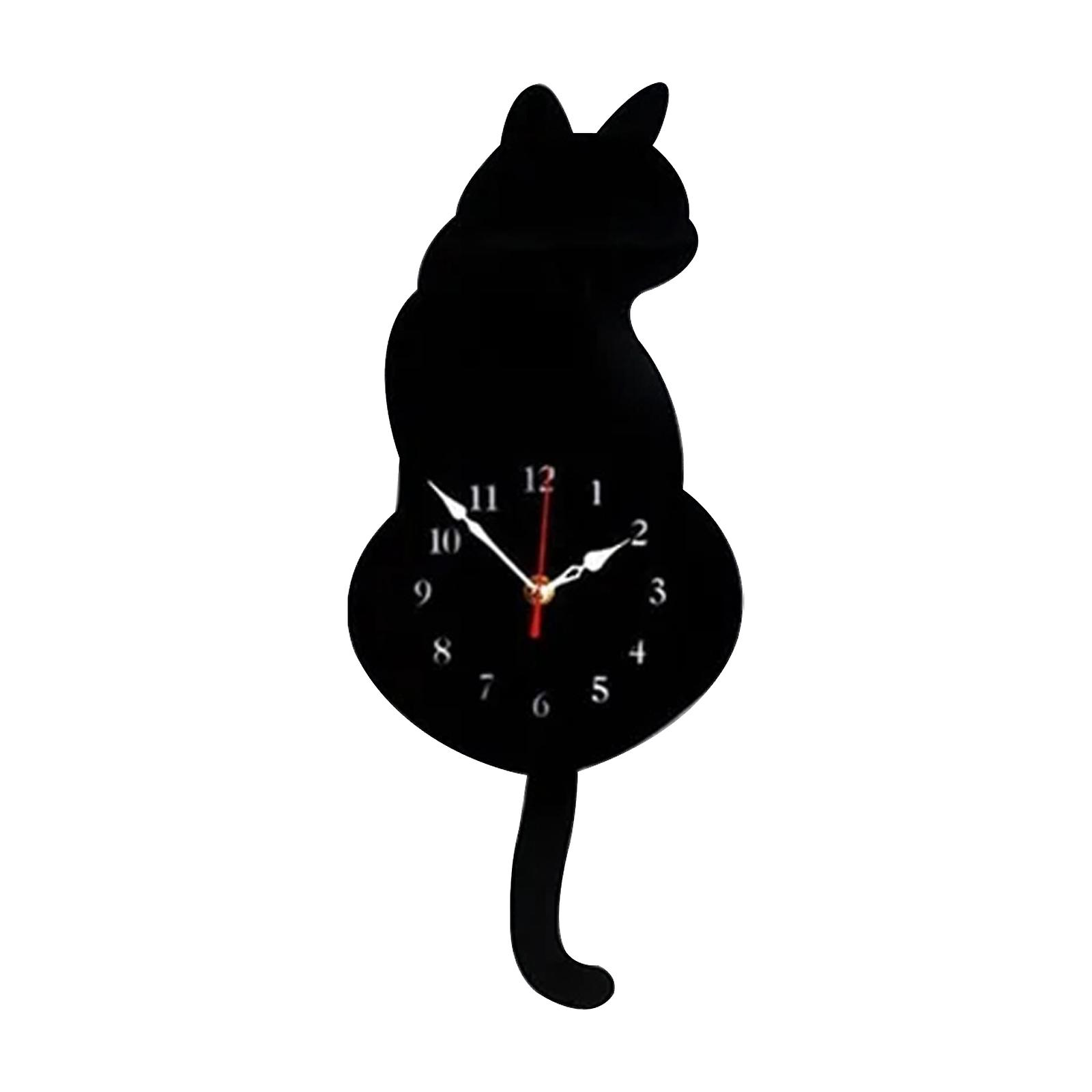 Wall clock cat tail wagging pendulum quartz clock for home decor,100% NEW