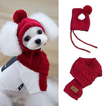 Winter Warm Knitted Pet Hat Scarf Set Dogs Hats Funny Cosplay Pet Dog for Puppy Accessories