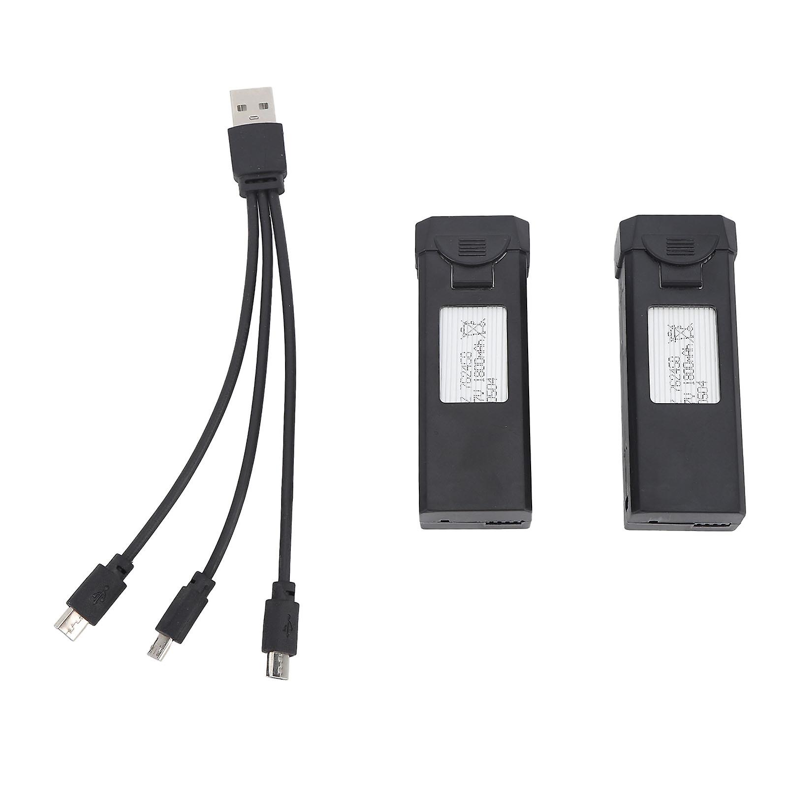 2Pcs 3.7V 1800mAh Lithium Battery with Charging Line for F184 S93 L900 A258 Remote Control Drone 