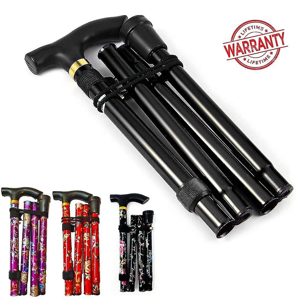 Walking Stick Easy Fold Adjustable Cane Lightweight Mobility Collapsible Sticks RaF