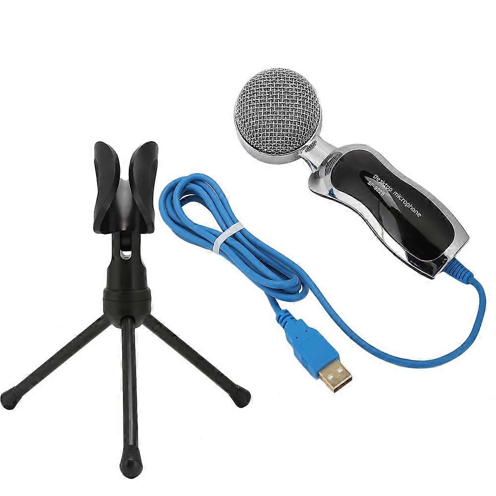 Desktop Condenser Microphone With Adjustable Tripod Support for Network Singing Chatting