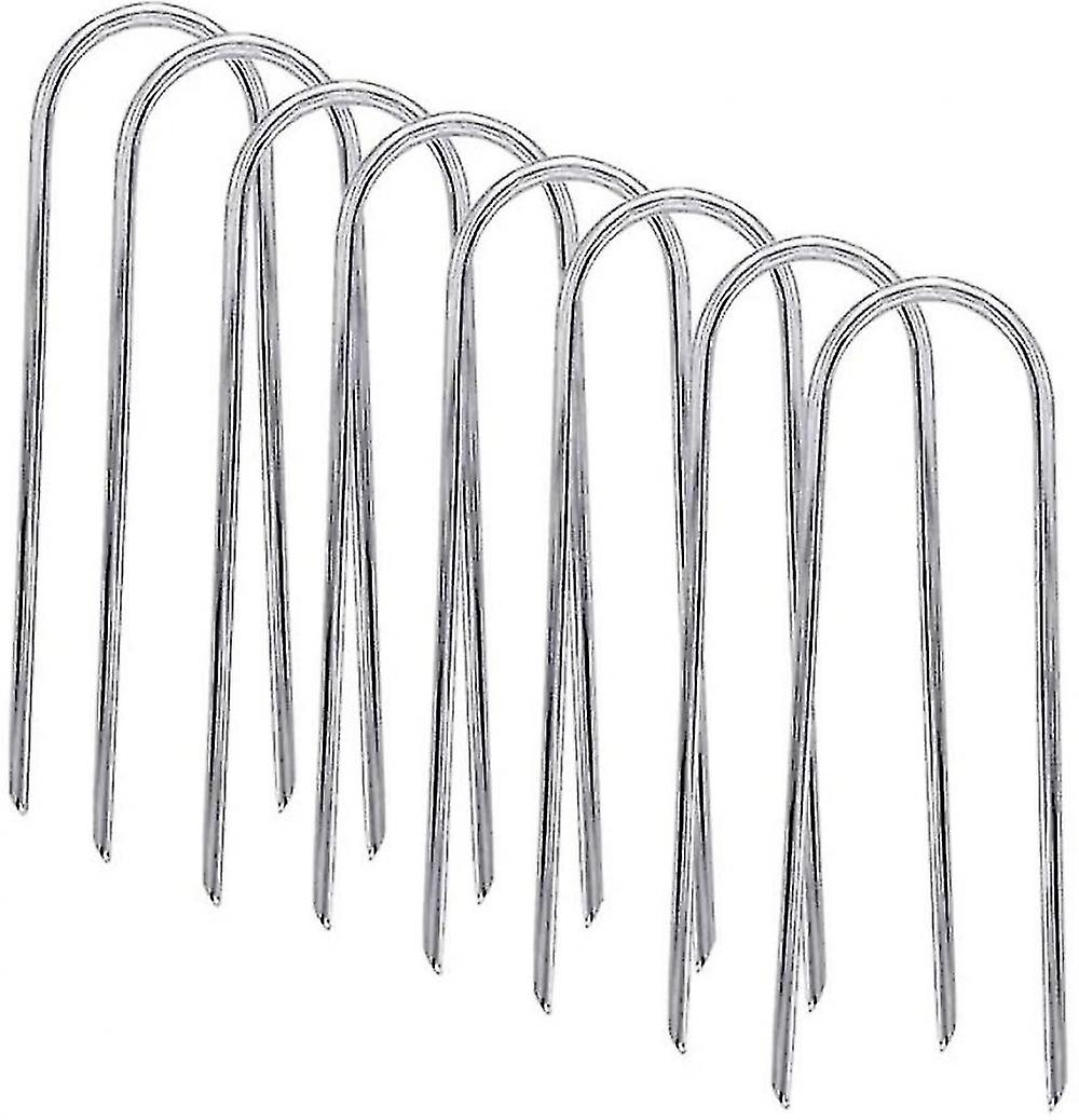 8pcs Galvanised Thick Steel U Shaped Garden Securing Pegs