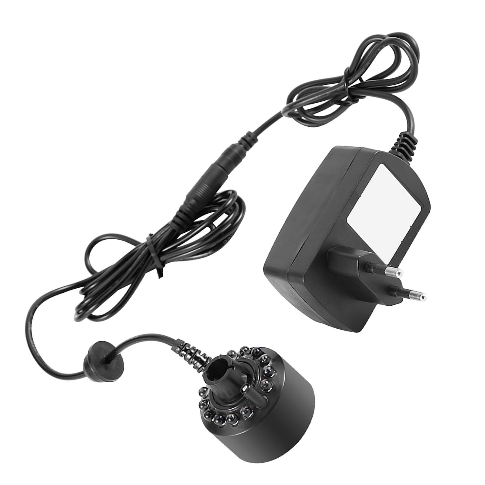 12LED Colorful Mist Maker for Pond Fountain 4.6x2.5cm with Adapter