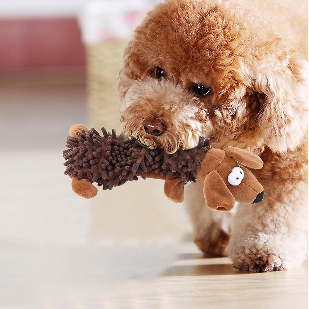 Pet Cat Small Dog Plush Toy Cute Animal Shape with Sound Device for Molar Teeth Playing Bitingbrown dog 