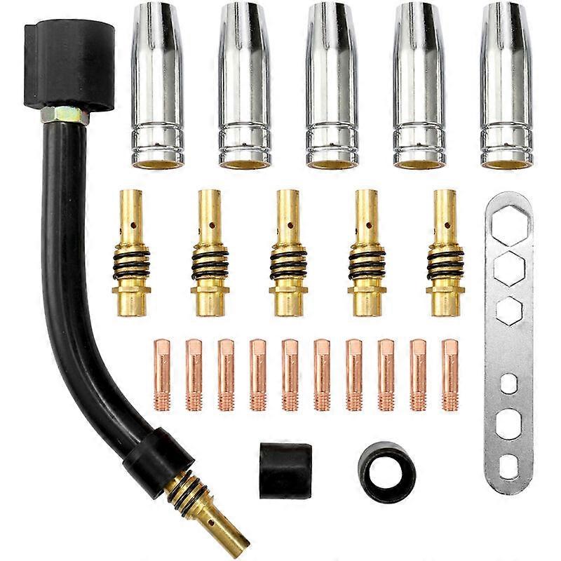 24 Pcs 15AK Torche Consommable lectrode Bouclier Coupe Biellette,0.6Mm, Conseils Col De Cygne Coude Pour Machine Souder MIG