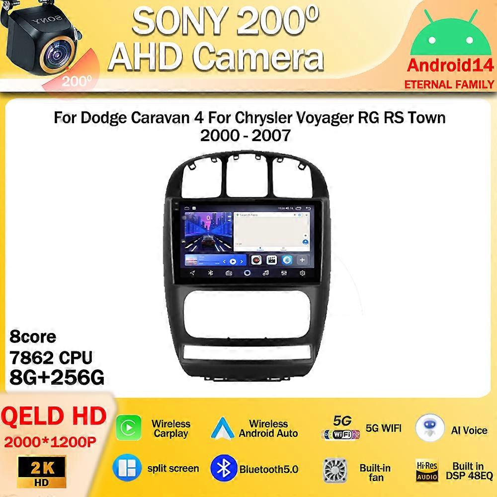 Android 14 For Dodge Caravan 4 For Chrysler Voyager RG RS Town 2000 ~ 2007 Car Radio Multimedia Video Player Navigation GPS BT WQ4069