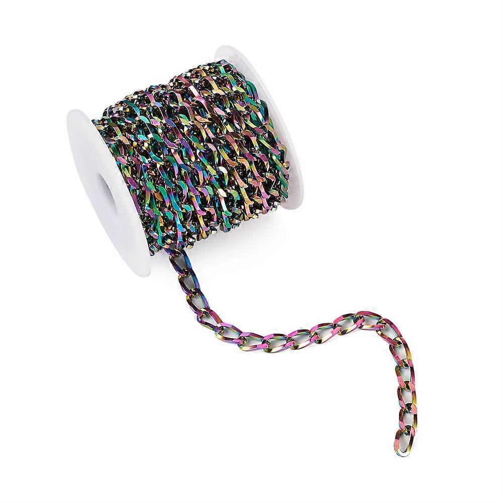 5m/roll Vacuum Plating 304 Aço Inoxidável Paperclip Chains Correntes de cabo Rolo Chains Belcher Chain Unwelded Flat Oval Multicolor