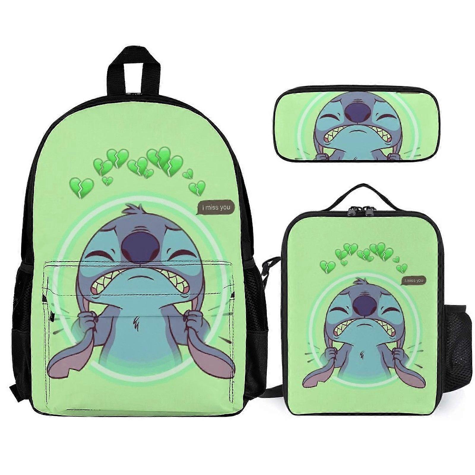 Stitch Backpack Set Backpack with Lunch Box And Pencil Case 3pcs Set
