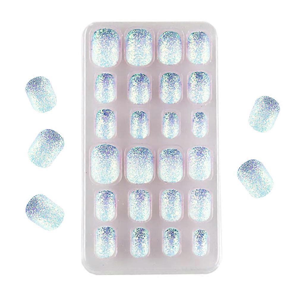 Weerblj24g 1 ensemble de 24 pcs Enfants Faux Ongles Courts Couverture Complète Faux Ongles pour Peti