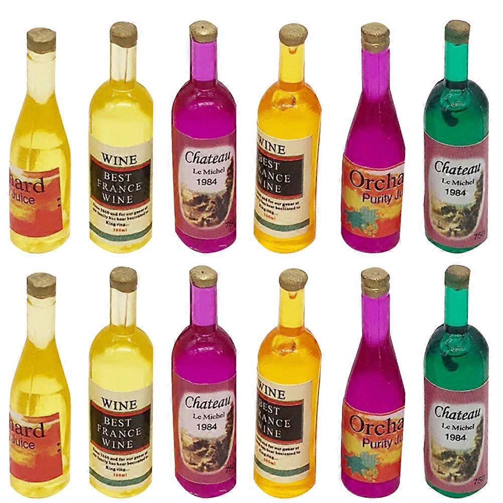12pcs Mini House Accessories Charming Wine Bottles Exquisite Bottles Decors