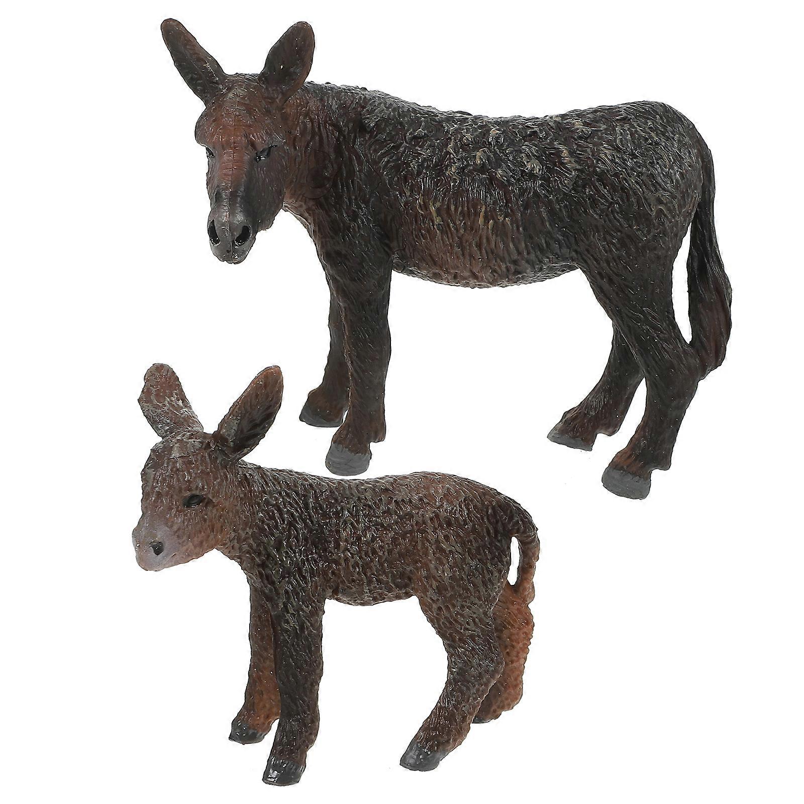 2pcs Standing Donkey Figure Plastic Donkey Model Desktop Donkey Toy Donkey Cognitive Animal Model