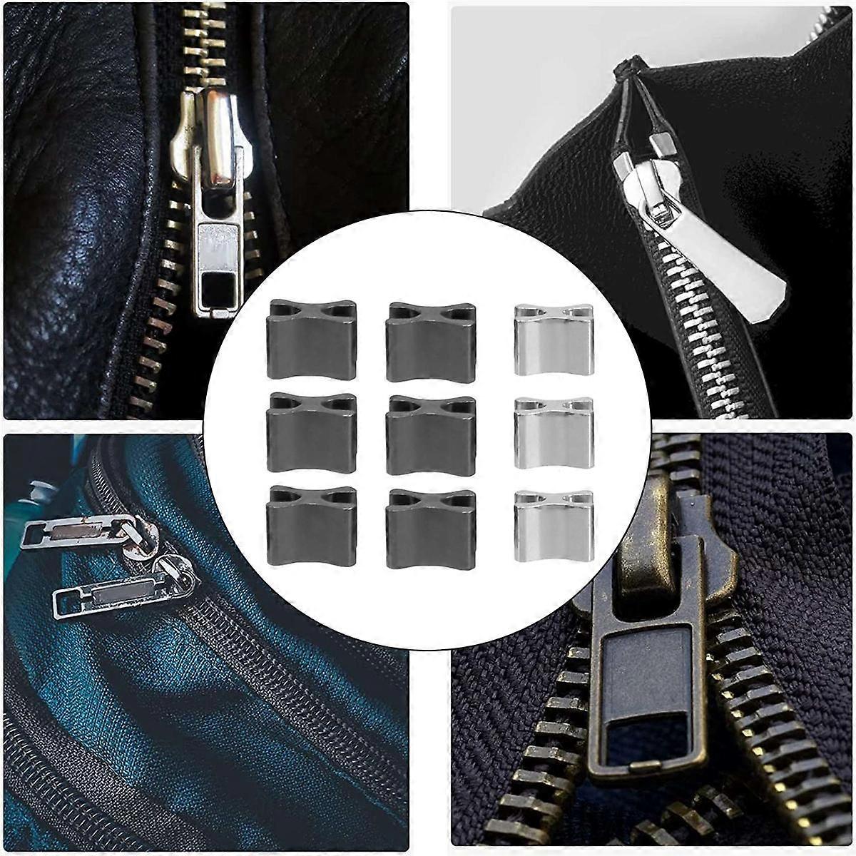 120 Pieces Metal Zipper Head Slider,4 Sizes Zipper Bottom Sliders Retainer Insertion Pin,Zipper Sto