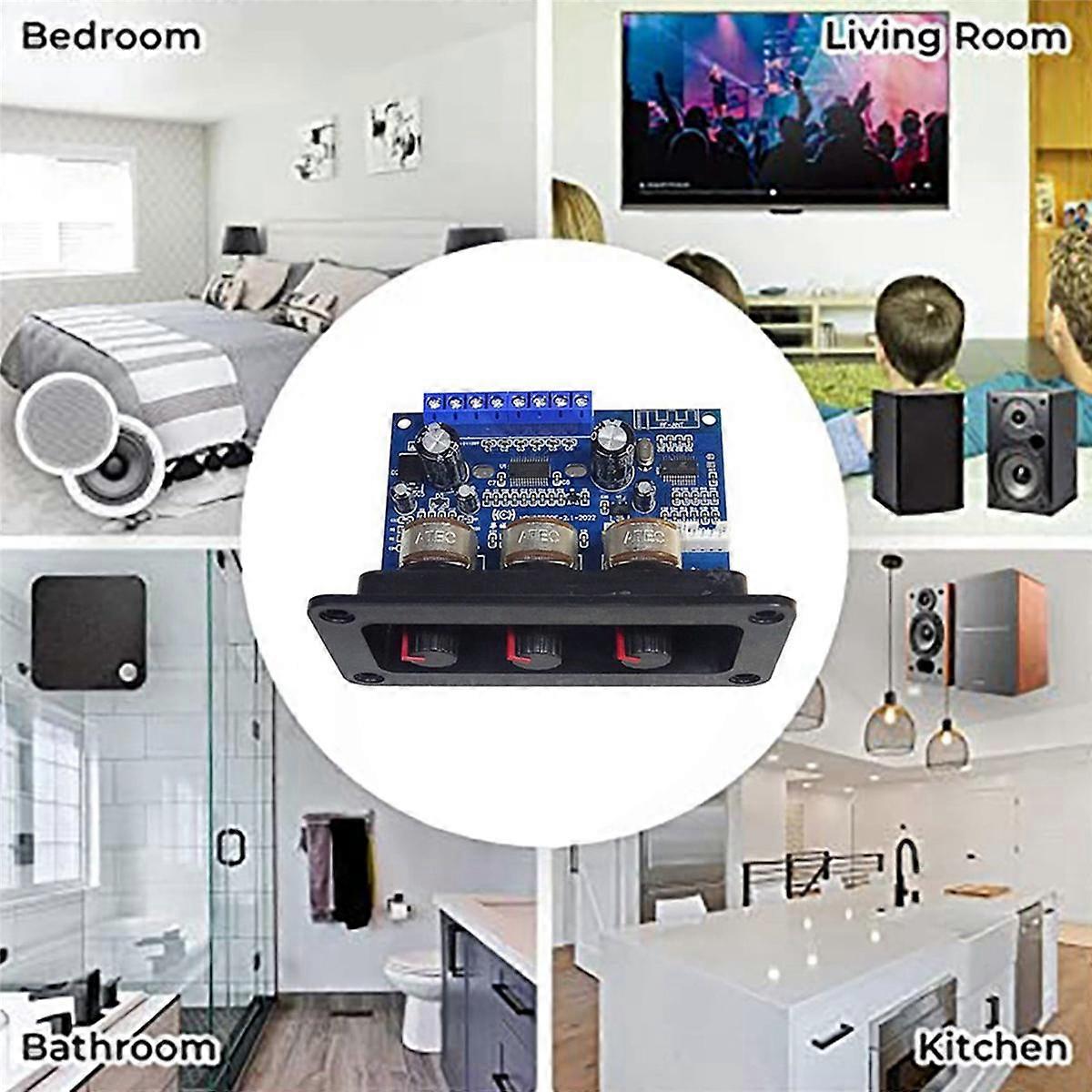 2X 2.1 Channel Bluetooth 5.0 Audio Amplifier Board 2X25W+50W Subwoofer Class D Amplifier Board Kit