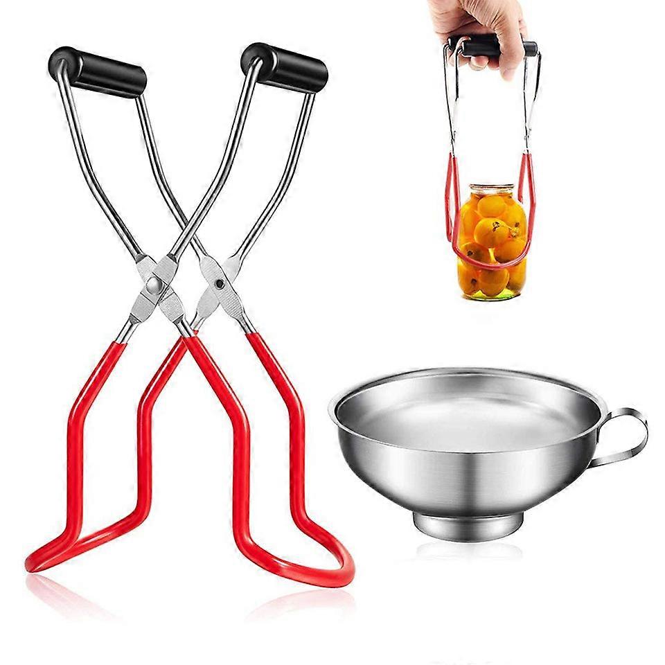 Durable Canning Tongs with Non-Slip Grip - Red Can Lifter Set