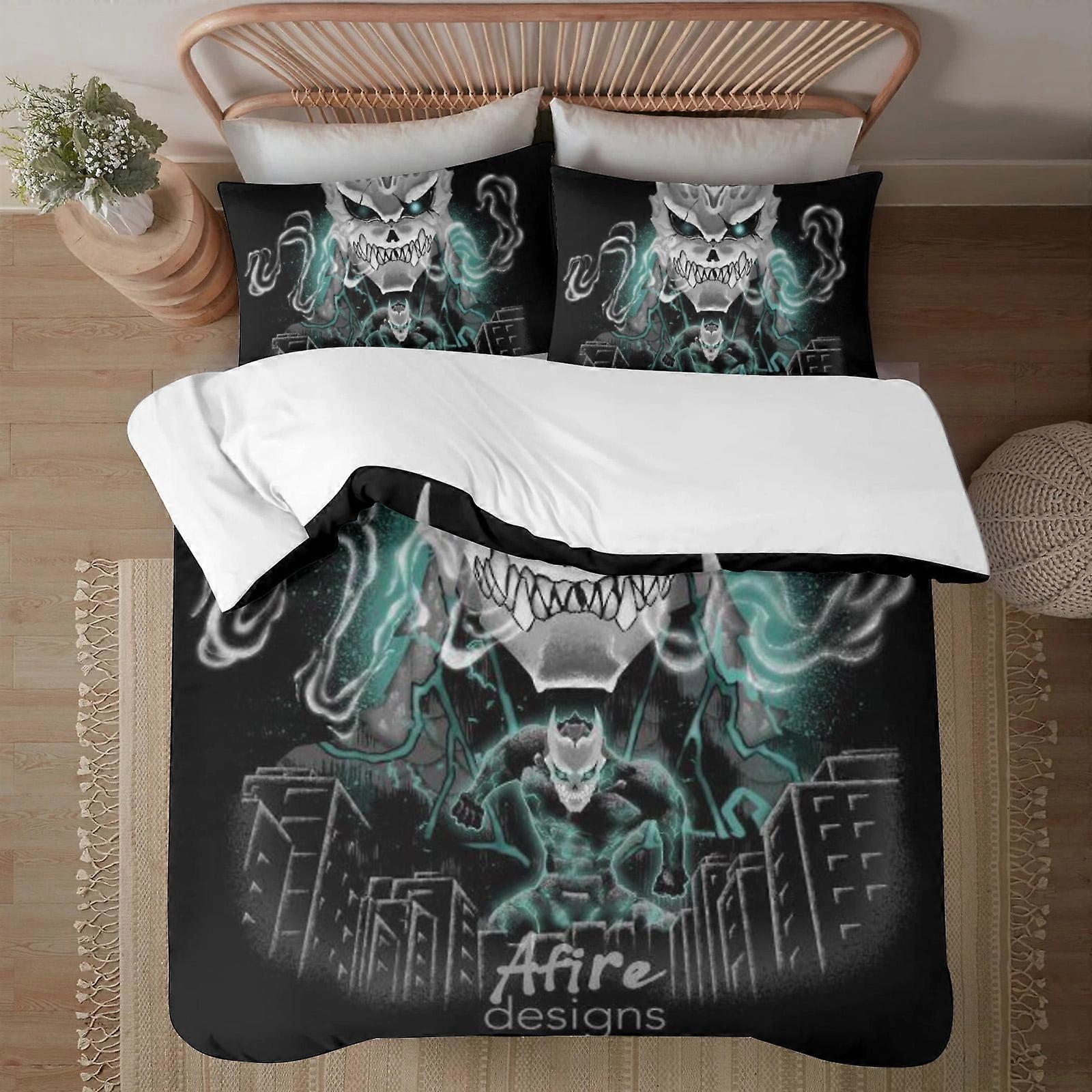 v313 Kaiju No.8 Face on print Soft Bed Set Lightweight 3 Pieces Bedding Sets for All Season Comforter Set Easy Care ol313