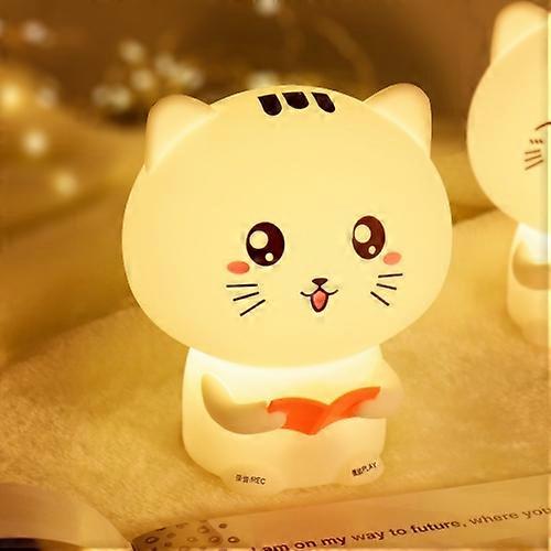 Creative Cute Cat Silicone Night Light Touch Control USB Charging Bedroom Bedside Desk Lamp with Recording Function