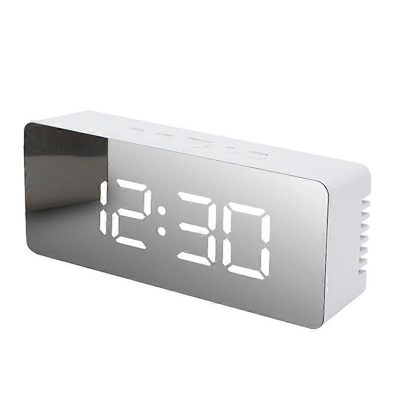 zk-1pcs Digital LED Alarm Clock with Mirror White
