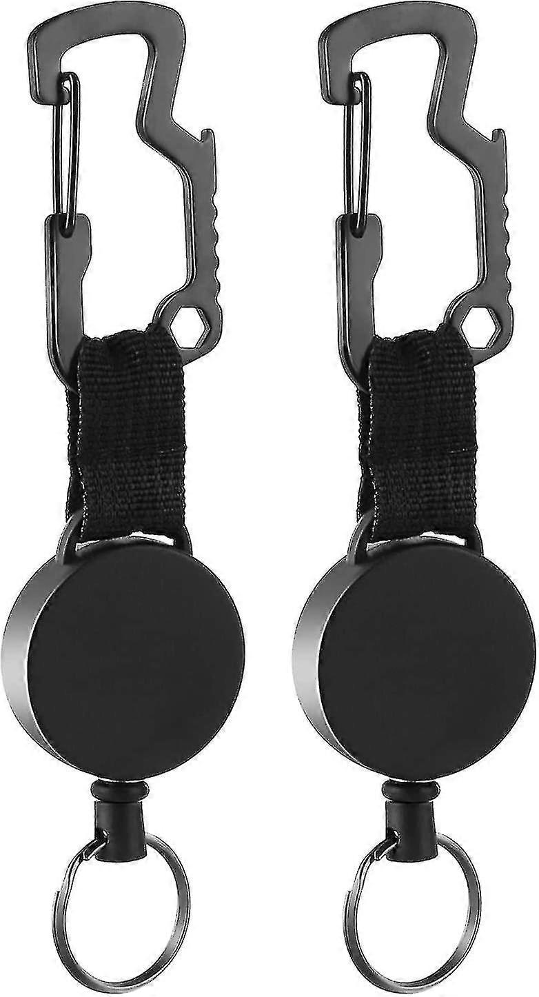 Infällbar nyckelring, kraftig utdragbar nyckelring med bältesklämma