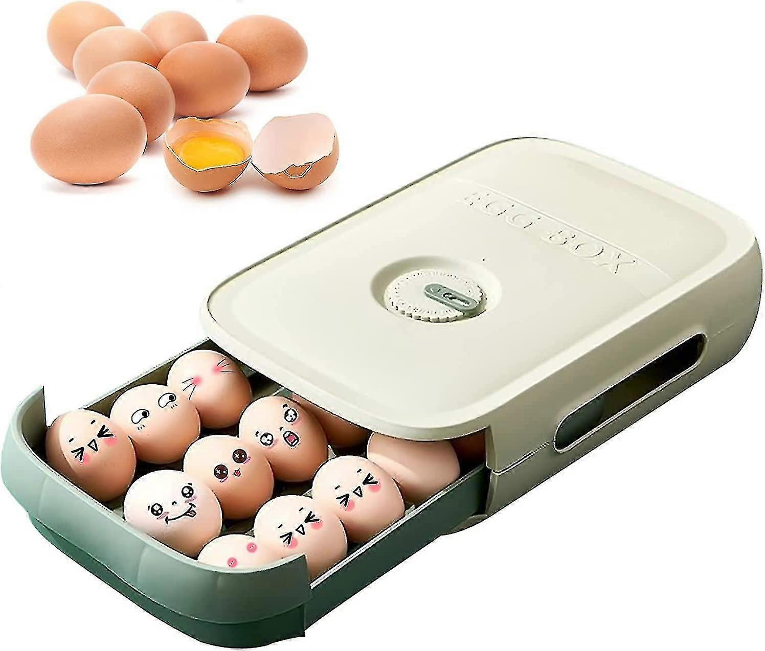 Plastic Egg Crate Egg Container Drawer Type Egg Storage Box Home Kitchen Accessories (green)