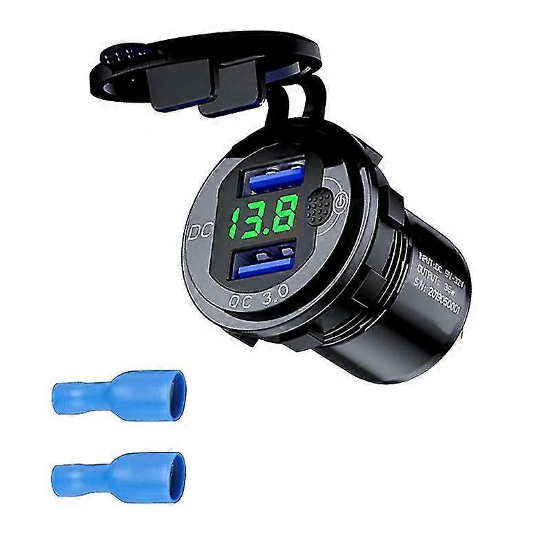 Vehicle Charging Socket Rv Boat 12-24v Usb Qc3.0 Phone Charger With Voltmeter
