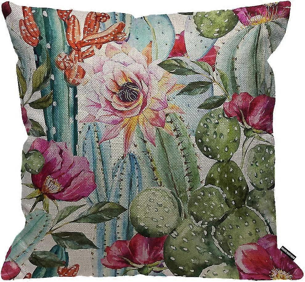 Cushion Cover Cactus With Acsergery Flower,throw Pillow Case Home Decorative For Men/women Gift