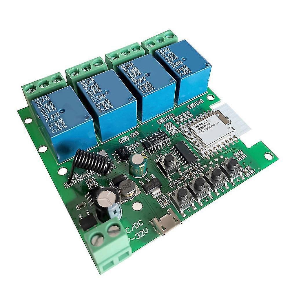 4ch Zigbee Smart Light Switch Module Dc 5/12/32v Rf433 Receive 10a Relays Work With Google Assistant